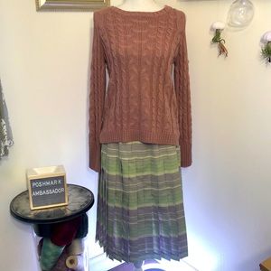 Pendleton Reversible Lilac & Green Pleated Plaid Striped Wool Skirt